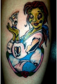 僵尸风格童话灰姑娘毛骨悚然的纹身图案