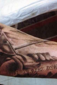 手臂棕色斯巴达战士纹身图案