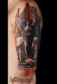 旧货风格的彩色大雕像纹身图案