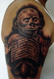 大臂黑灰风格古代雕塑纹身图案