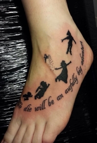 脚背漂亮的黑墨水精灵纹身图案