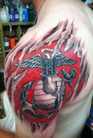 肩部彩色超声电机符号纹身图案