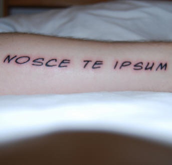 手臂nosce TE字母纹身图案