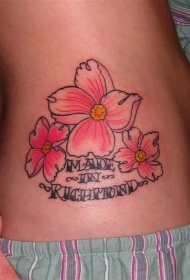 彩色夏威夷花卉字母纹身图案