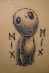 肩部宫崎动漫简约人物纹身图案