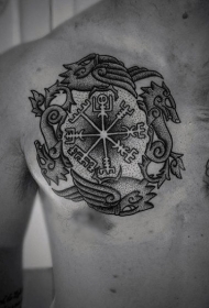 点刺风格hs部落饰品胸部纹身图案