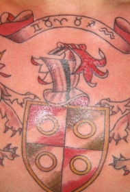 家族狮子盾牌徽章纹身图案