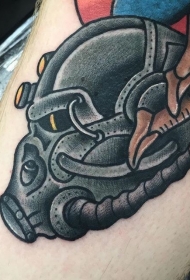 很酷的腿部辐射装甲头盔纹身图案