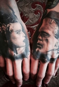 手部真正的照片像旧恐怖电影人物纹身