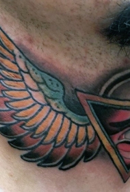 脖子old school彩色金字塔纹身图片