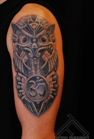 肩部插画风格的印度教雕像纹身图案