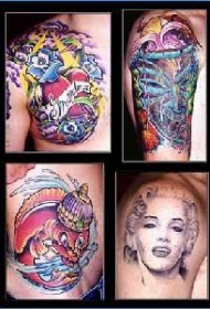 男性肩部彩色纹身图片