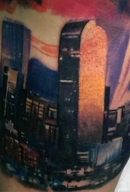 自然的五彩现实夜晚城市纹身图案