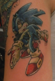 大臂彩色的卡通僵尸刺猬纹身图案