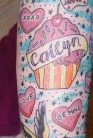 口红蛋糕骷髅星星经典风格纹身图案