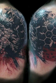 PS图象处理软件风格的色彩狼头纹身图案