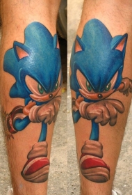 腿部彩色游戏英雄纹身图案