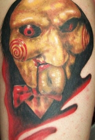 腿部逼真恐怖的电影人物纹身图案