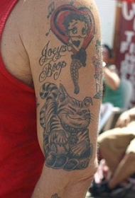 卡通贝蒂和猫纹身图案