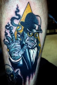 腿部彩色木乃伊纹身图案