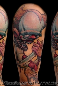 卡通小丑彩色手臂纹身图案