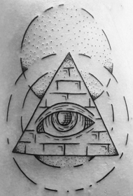 大臂简单的黑色点刺圆形眼镜纹身图案