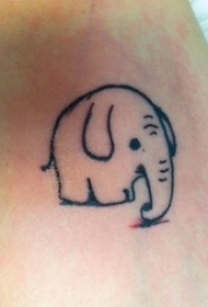 可爱的简单黑色轮廓大象纹身图案