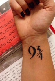 手腕简约的黑色数字纹身图案