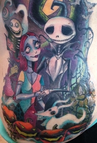 腰侧彩色圣诞节卡通鬼娃纹身图案