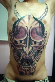 胸部般若头像纹身图案