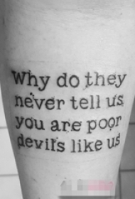 男生手臂上黑色简单英文纹身图片