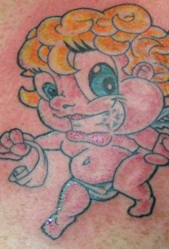 卡通的金发天使纹身图案