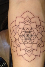 简单的黑色线条花朵纹身图案