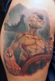 大臂滑稽的卡通水手纹身图案