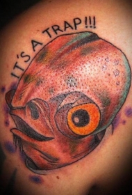 彩色星球大战肩部纹身图案