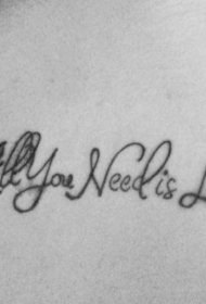 腰部黑色英文字母纹身图案