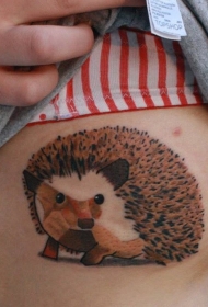 可爱的彩色刺猬纹身图案