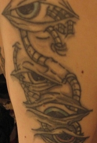 多只眼睛组合黑灰纹身图案