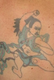 蓝色的东方武士纹身图案