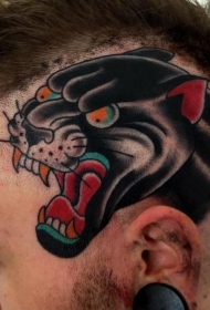 邪恶的黑豹头部纹身图案