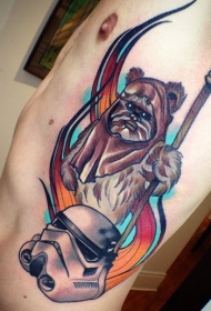 侧肋卡通伊渥克和风暴骑兵头盔纹身图案