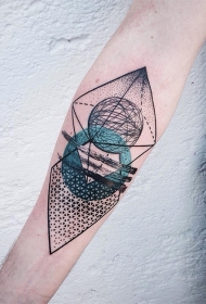 手臂几何风格彩色各种饰品纹身