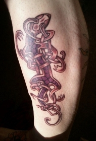 彩绘的凯尔特结壁虎纹身图案