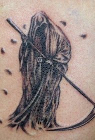 幽灵般的死神与镰刀纹身图案