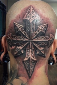 头部石雕风格漂亮的饰品纹身图案