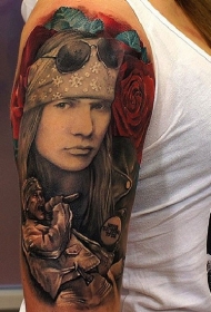 女性现代风格的彩色美女肖像纹身图片