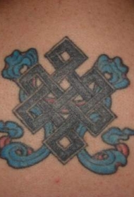 背部彩色结花图腾纹身图案