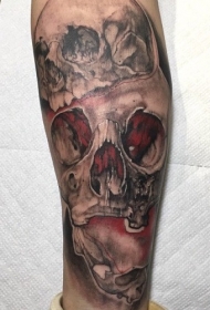 手臂彩色新学校风格骷髅纹身图案