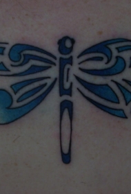 部落图腾蓝色蜻蜓纹身图案