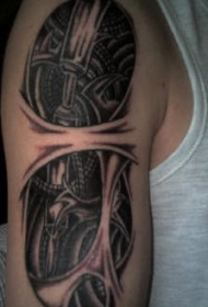 大臂皮肤生物力学机械纹身图案